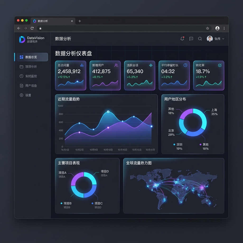 企业级数据大屏Web界面